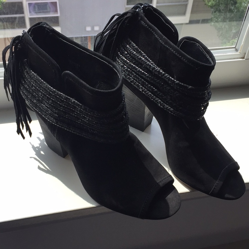 BCBG open toe ankle booties